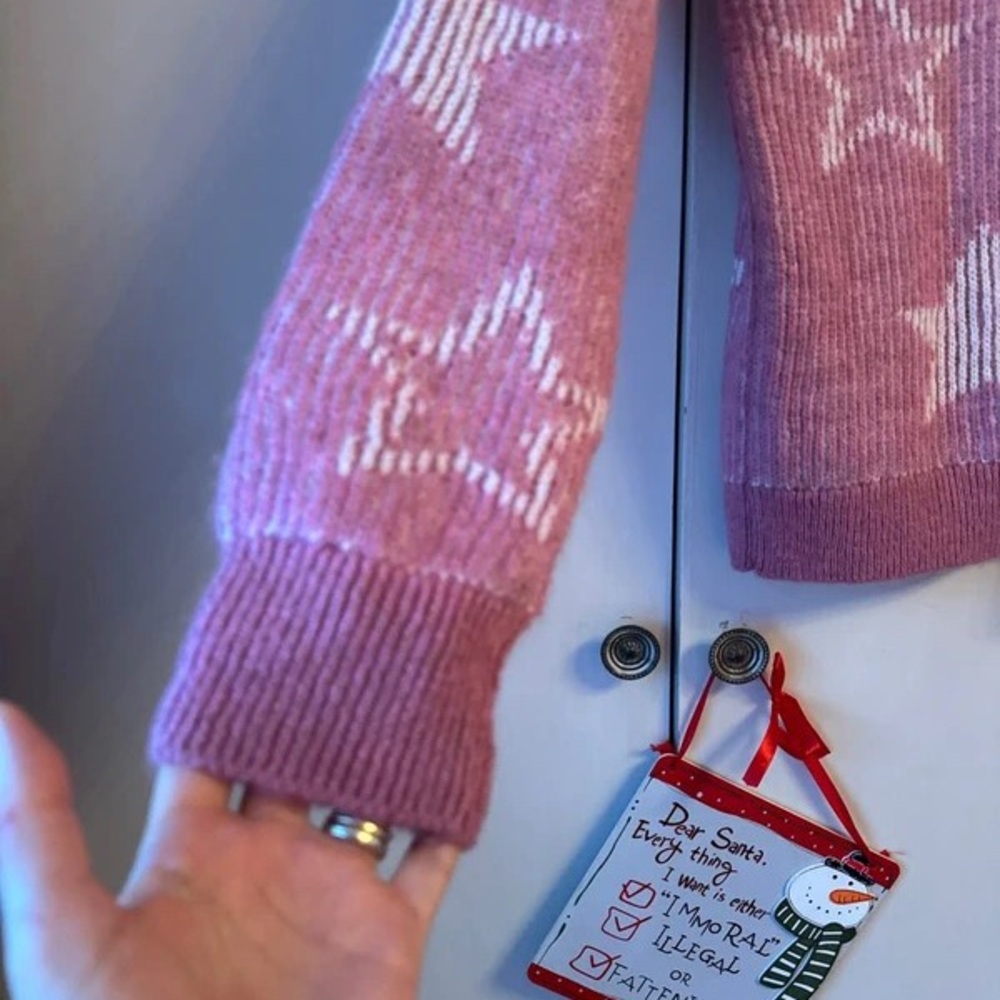 Pink Star Pattern Sweater - image 2